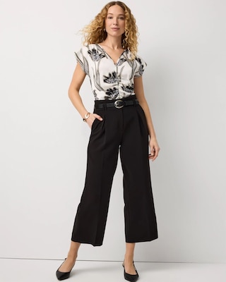 Pleated Cropped Wide Leg Pant | White House Black Market